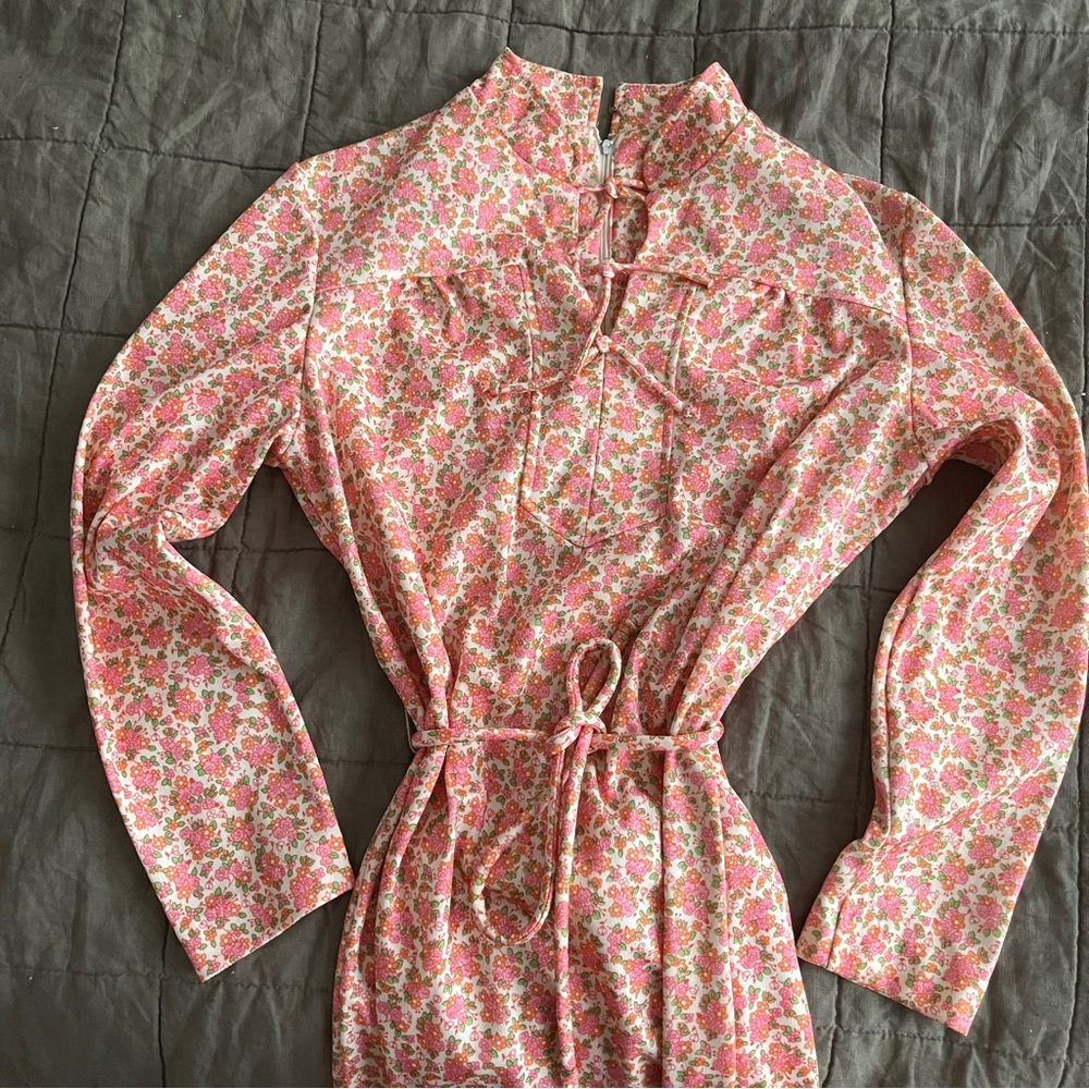 Vintage 70s Floral Midi Dress, Size Medium, Sundress